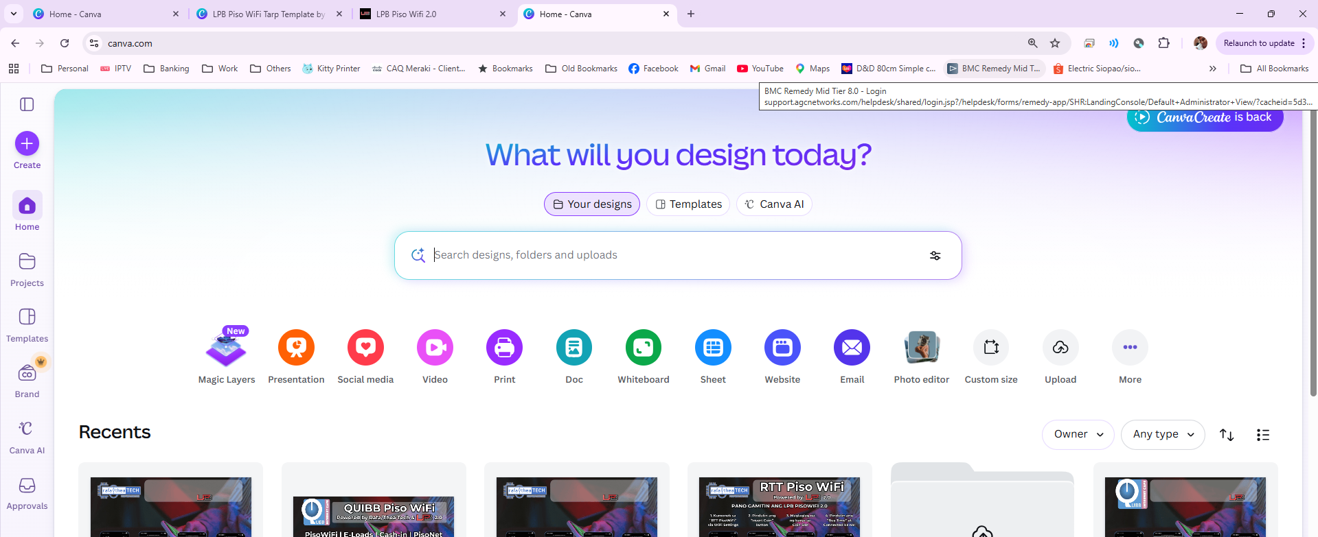 Sign up / Login to Canva